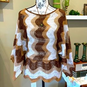 Bebe boho brown tones pullover 80’s style blouse small